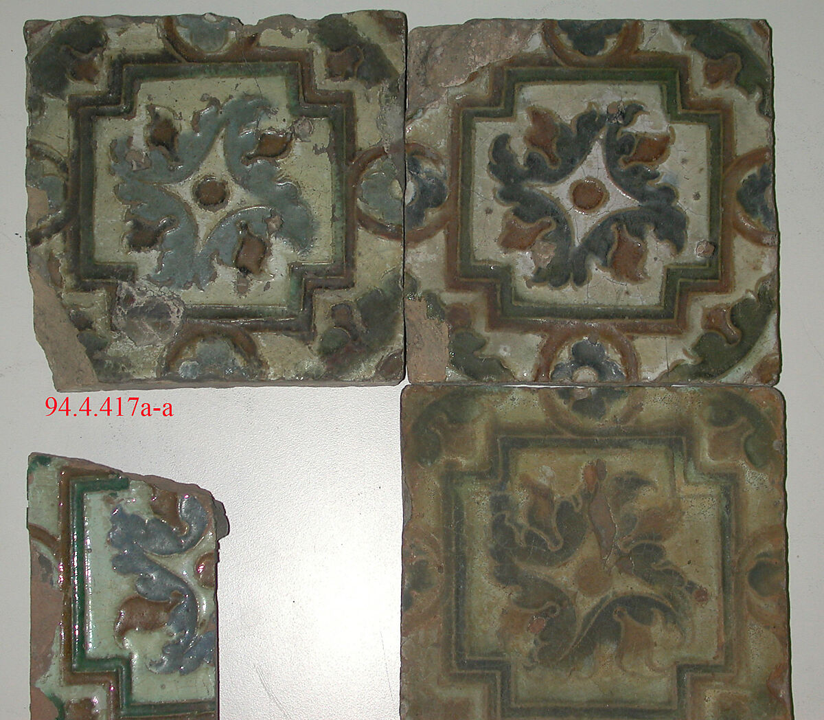 Tiles (4), Tin-glazed earthenware, Spanish, Seville 
