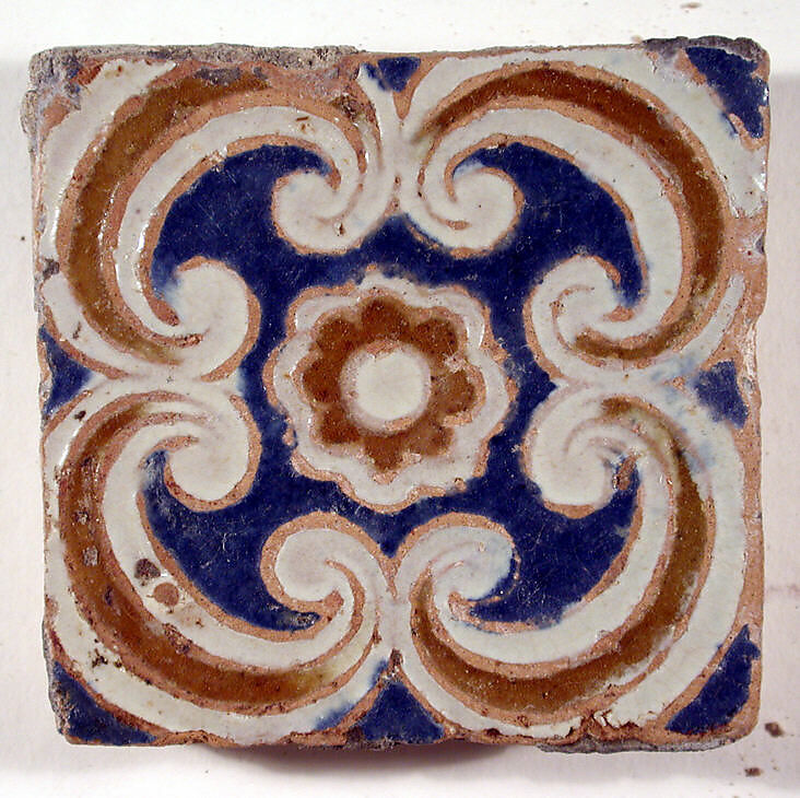 Pavement tiles, Tin-glazed earthenware, Spanish, Seville 