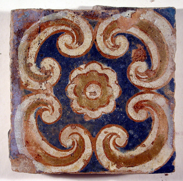 Pavement tiles, Tin-glazed earthenware, Spanish, Seville