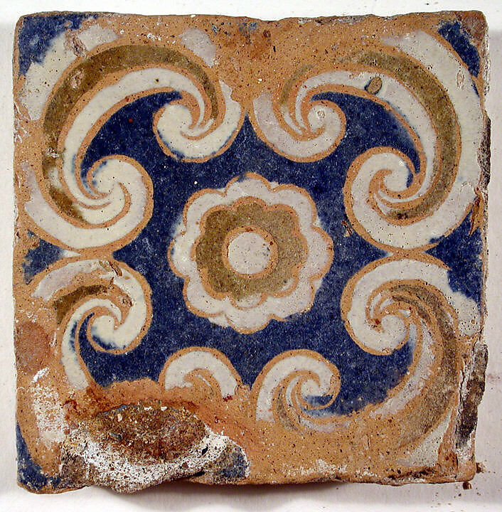 Pavement tiles, Tin-glazed earthenware, Spanish, Seville