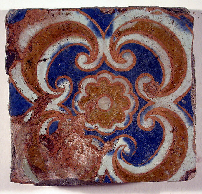 Pavement tiles, Tin-glazed earthenware, Spanish, Seville