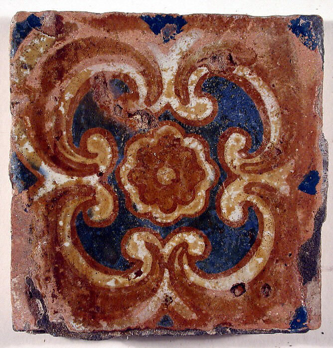 Pavement tiles, Tin-glazed earthenware, Spanish, Seville
