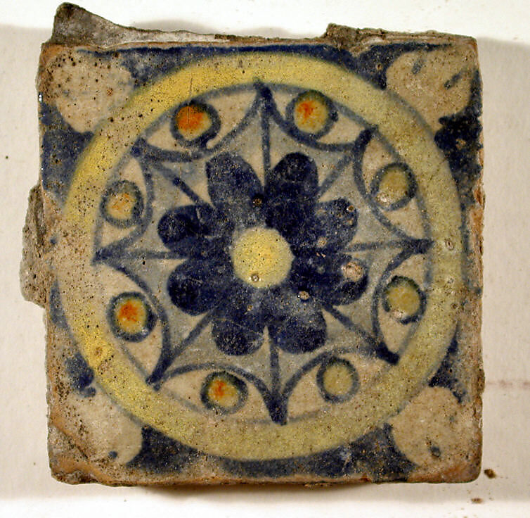 Pavement tile, Tin-glazed earthenware, Spanish, Seville 