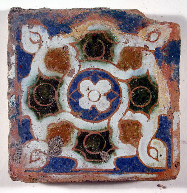 Pavement tile, Tin-glazed earthenware, Spanish, Seville 