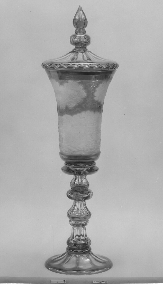Goblet with cover, Glass, Bohemian 