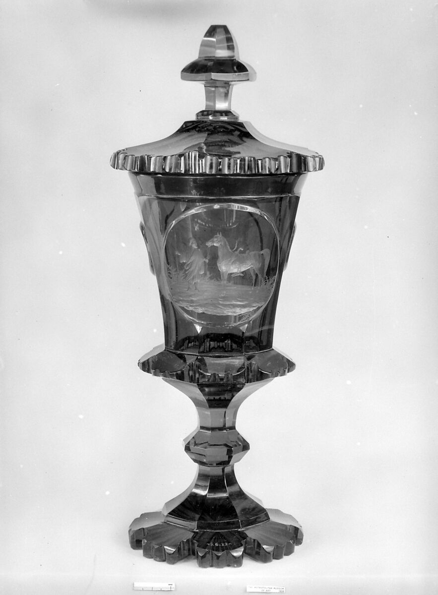 Goblet with cover, Glass, Bohemian 