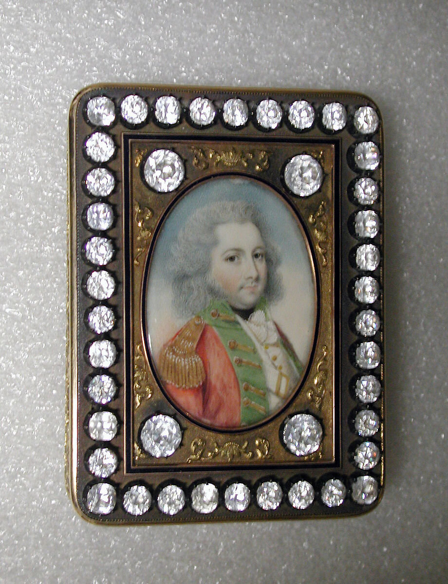 Box, Miniature by unknown British Painter  , last quarter 18th century, Gold, rhinestones, enamel, Austrian, Vienna 