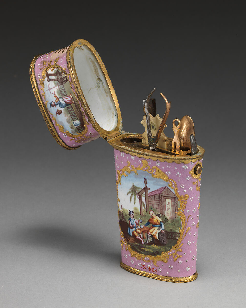 Étui, Copper, enamel, British, South Staffordshire