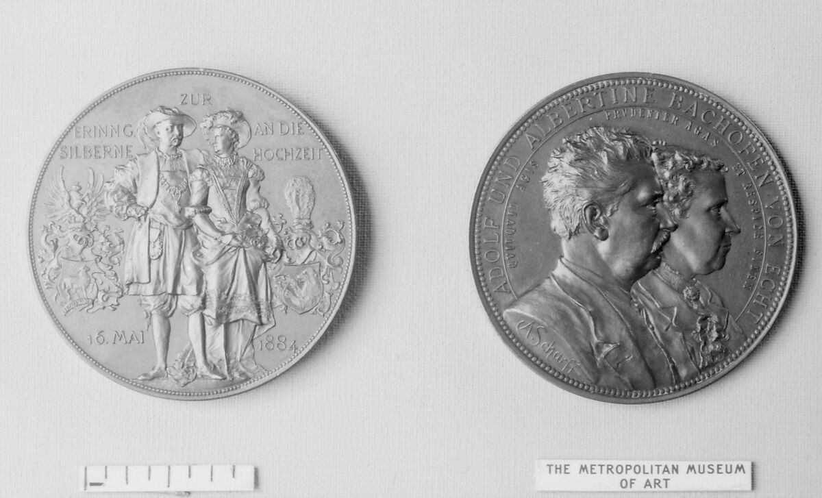 To Commemorate the Silver Wedding of Adolf and Albertine Bachofen von Echt, Medalist: Anton Scharff (Austrian, Vienna 1845–1903 Brunn am Gebirge), Bronze, Austrian 