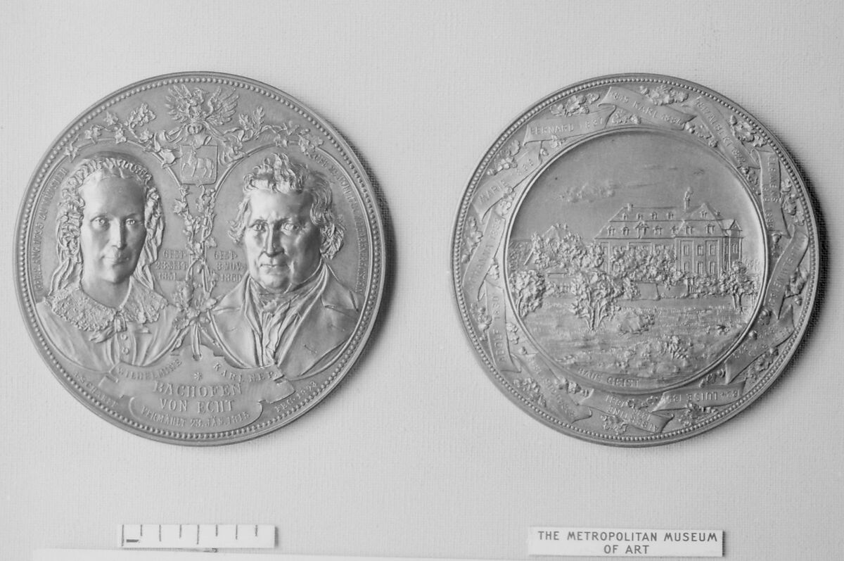 In Memory of Karl Nepomuk and Wilhelmine Bachofen von Echt, and Their Family, Medalist: Anton Scharff (Austrian, Vienna 1845–1903 Brunn am Gebirge), Gilt bronze, Austrian 