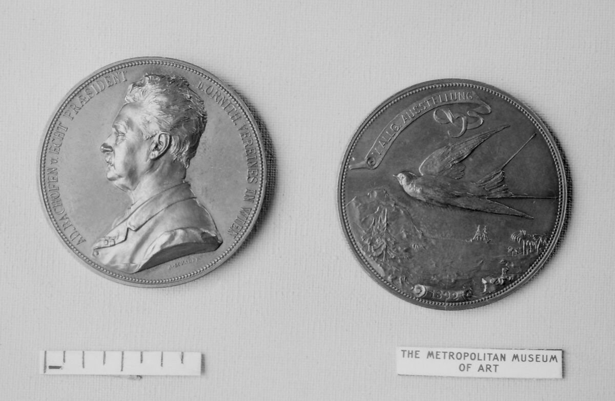 In Honor of Adolf Bachofen von Echt, as President of the Ornithological Society of Vienna, Medalist: Anton Scharff (Austrian, Vienna 1845–1903 Brunn am Gebirge), Bronze, Austrian 