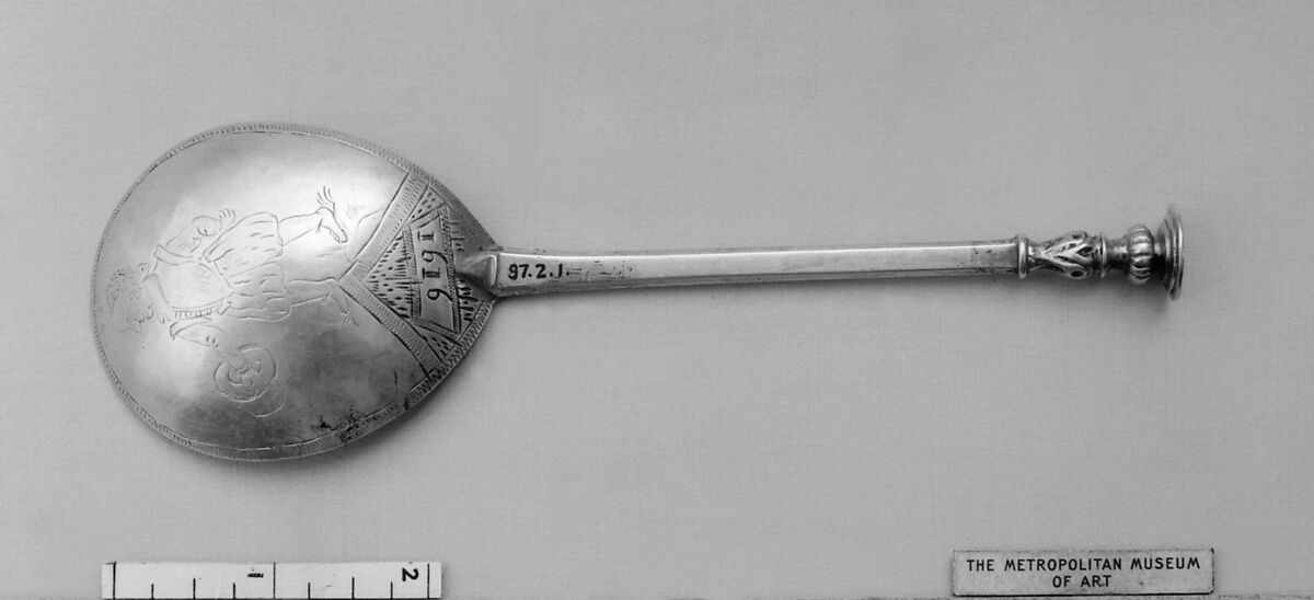 Seal-top spoon, Silver, parcel gilt, British, probably Beccles, Norfolk 