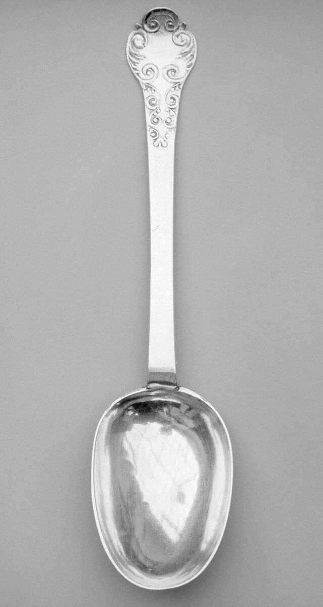 Trifid spoon, Thomas Allen (active 1678– after 1697), Silver, British, London