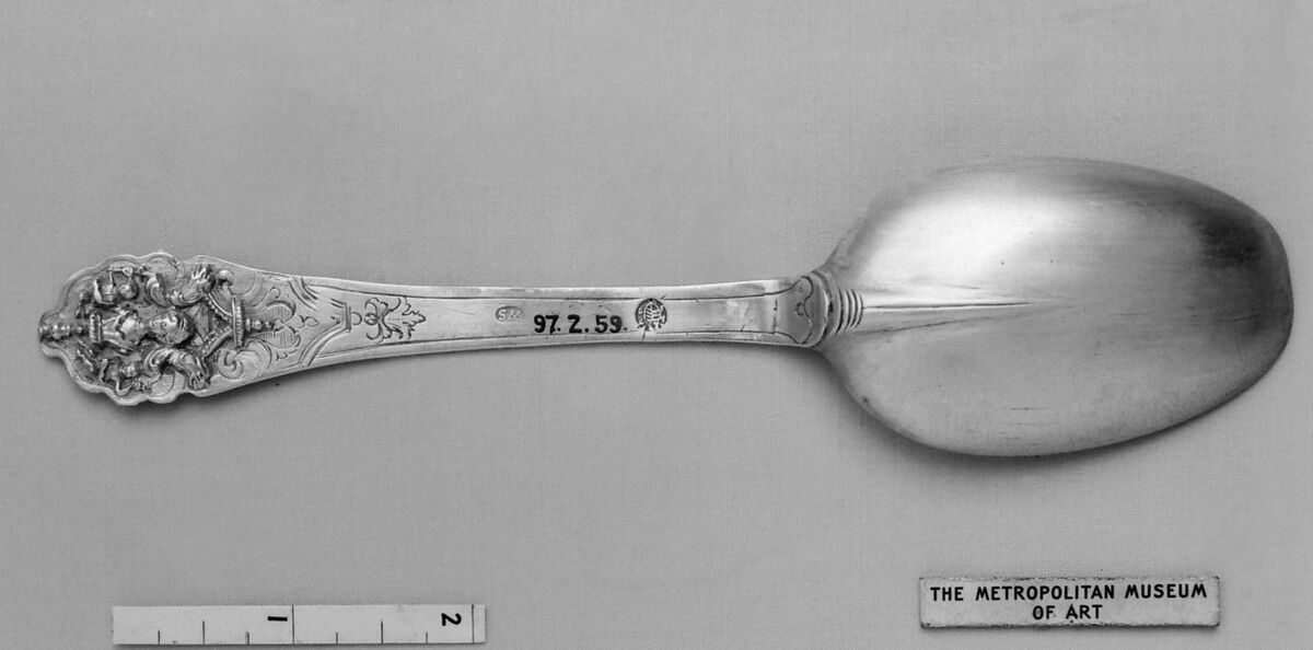Wavy-end spoon, Silver, parcel gilt, Austrian, Vienna 