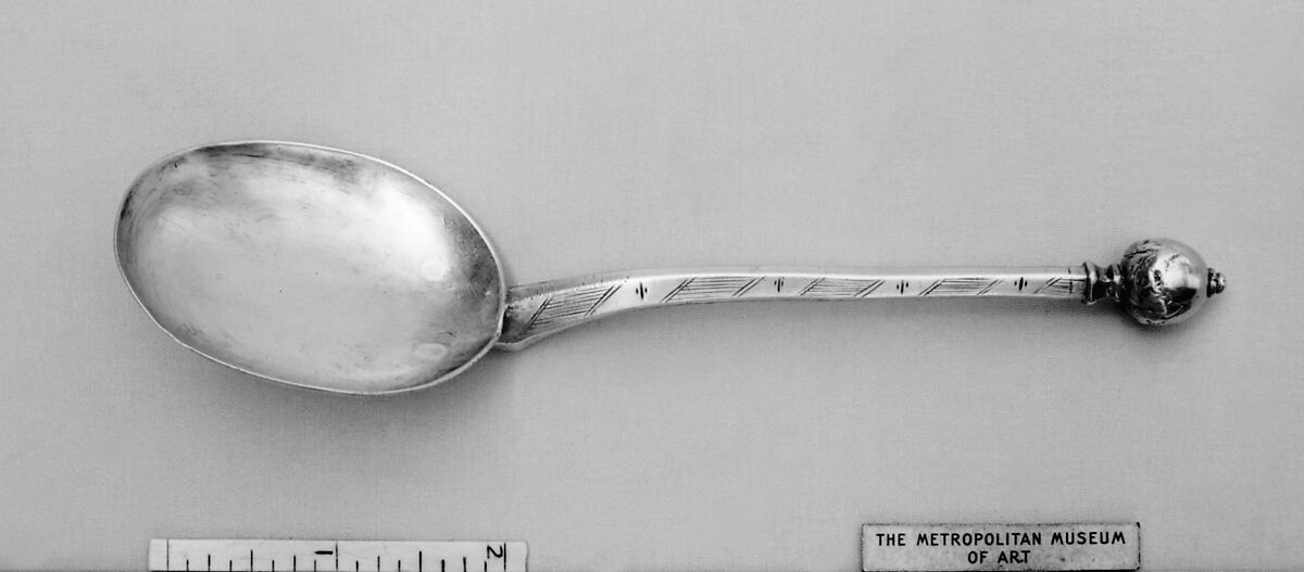 Acorn-top spoon, Silver, parcel-gilt, German, Strasbourg 