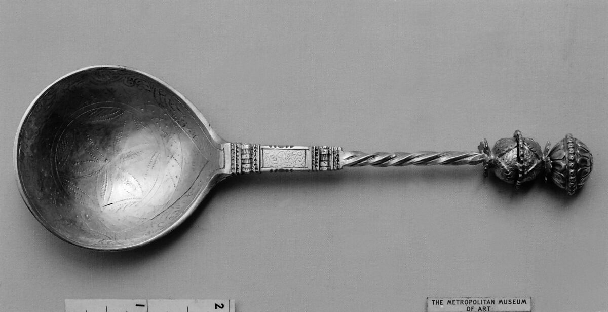 Ball-topped spoon, Silver, parcel-gilt, possibly Swedish 