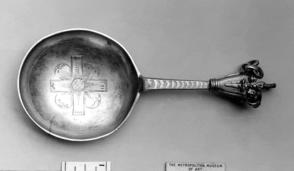 Crown-top spoon (one of three), Silver, parcel-gilt, Swedish