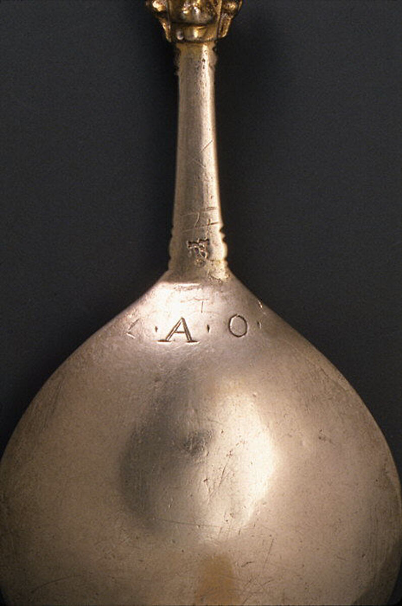 Crown-top spoon (one of three), Silver, parcel gilt, Swedish