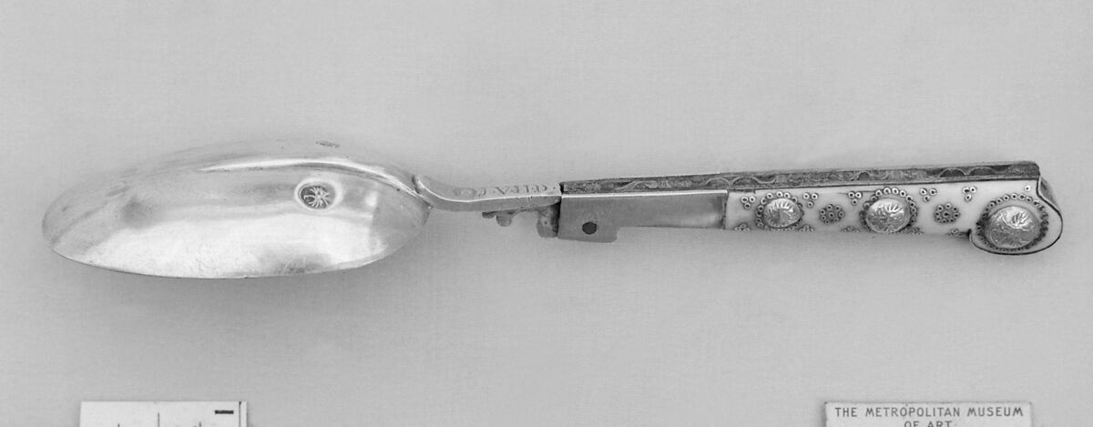 Folding spoon, Silver, German, Frankfurt 