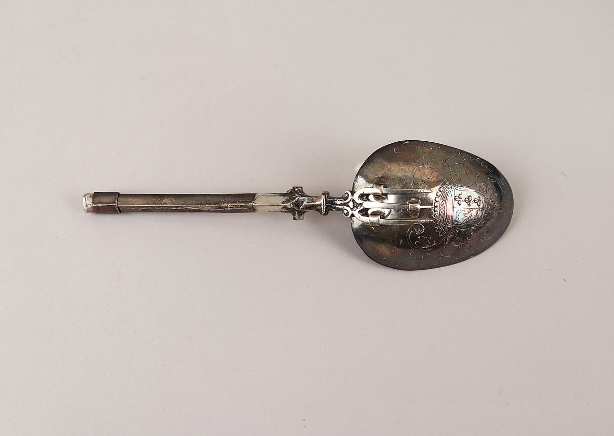Spoon and fork combination, Silver, Dutch