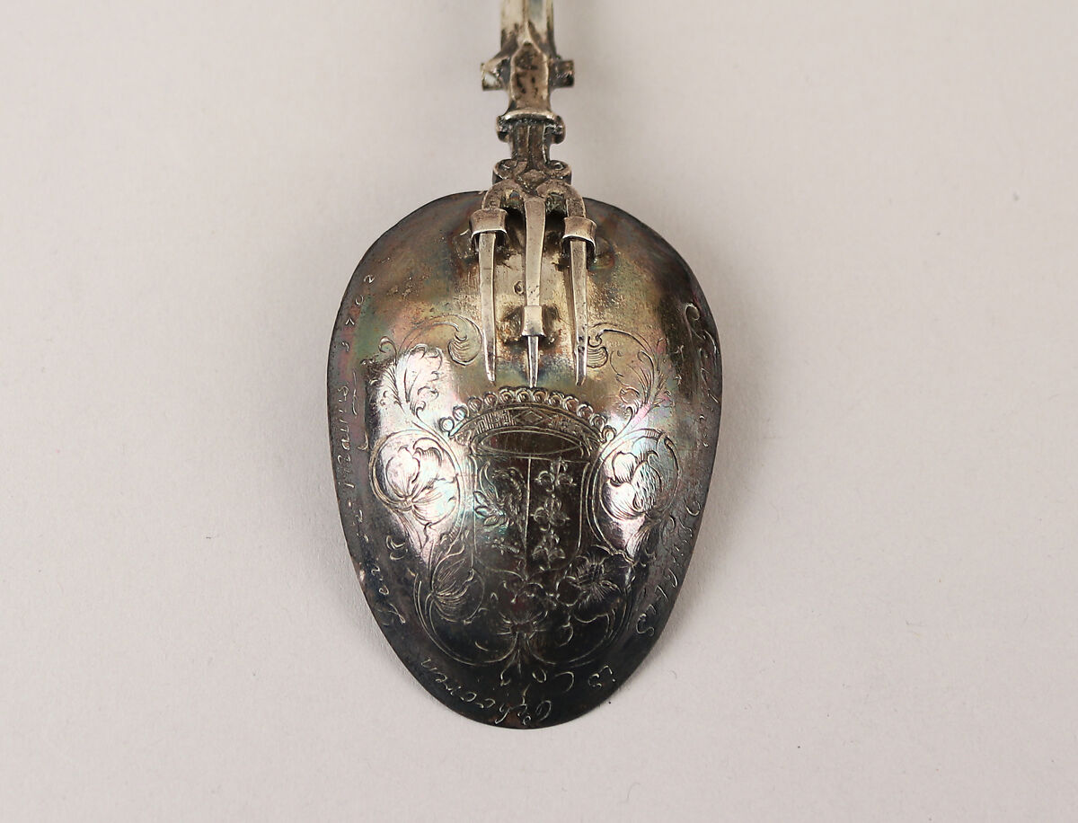 Spoon and fork combination, Silver, Dutch