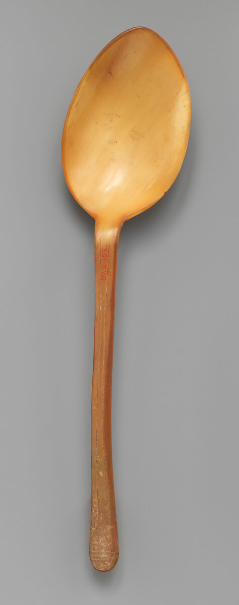 Spoon with flaming heart and romantic inscription, Horn, German