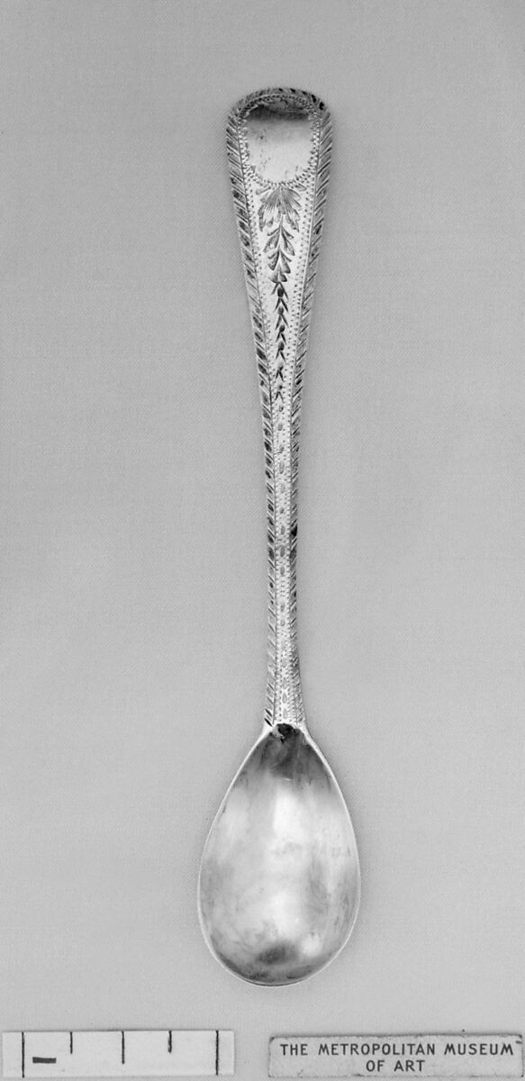 Mustard spoon, W. E., London (ca. 1826), Silver, parcel-gilt, British, London 