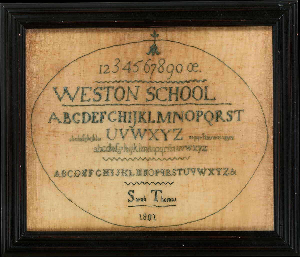 Sampler made at the Westtown Quaker School, Sarah Thomas (1786–1826), Silk on linen, American