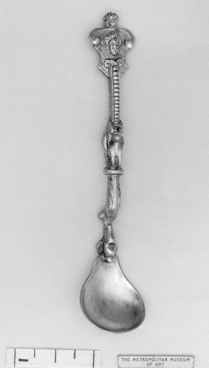 Mustard (or salt) spoon, Silver, parcel gilt, possibly German, Stuttgart 