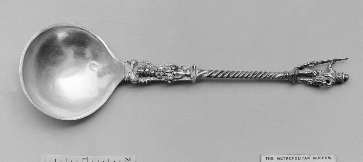 Figure-top spoon, Silver, Dutch, Enkhuizen 