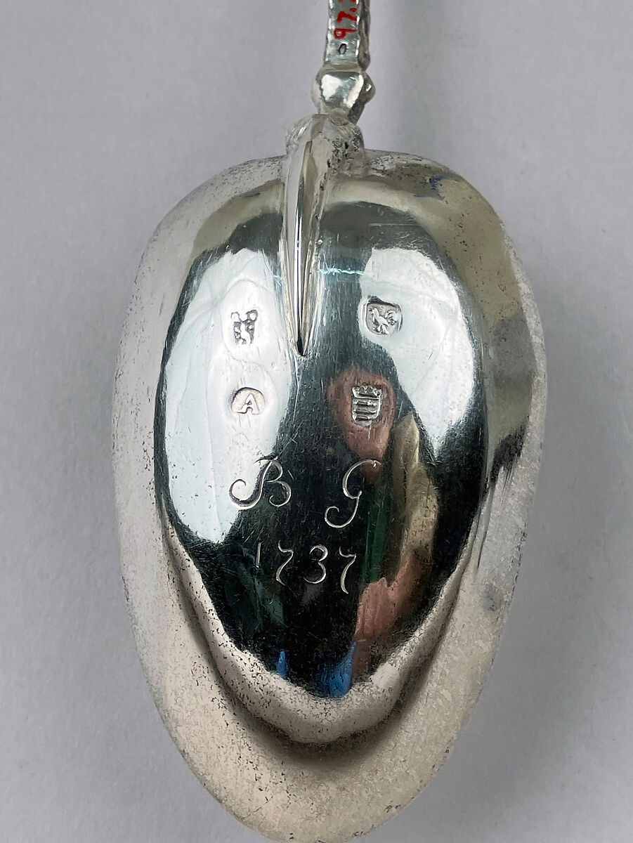Figure-top spoon, Silver, Dutch, Enkhuizen