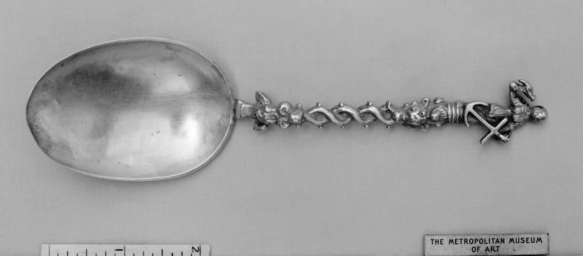 Figure-top spoon, Paul Sierck (1722–after 1782), Silver, German, Cuxhaven 