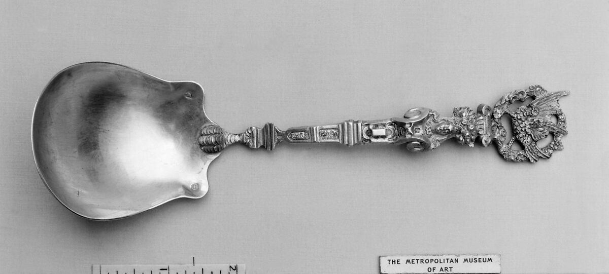 Spoon, Silver, parcel gilt, German, Augsburg 