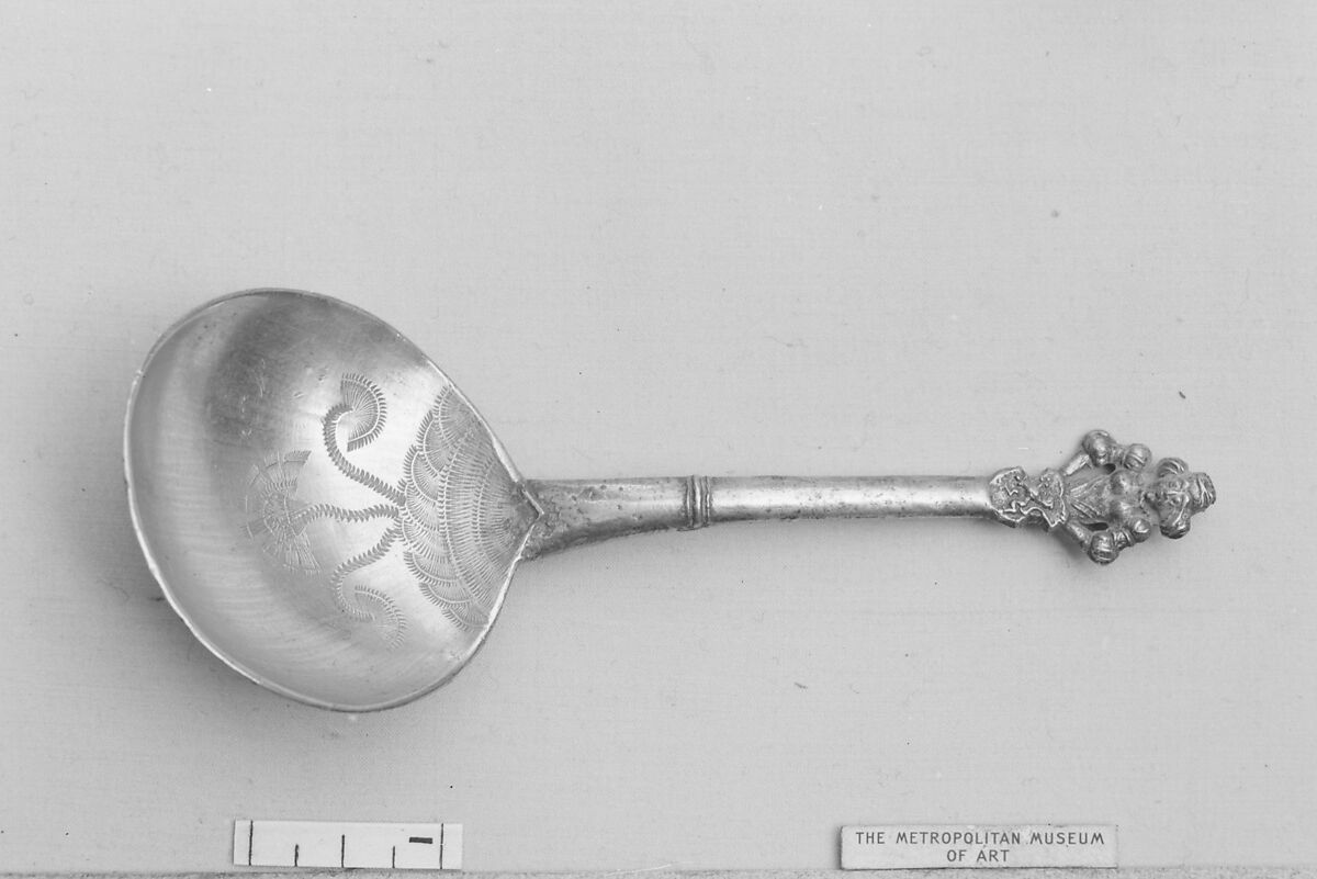Figure-top spoon, Pewter, German, possibly Rhine Province 