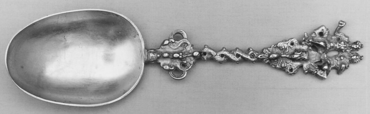 Figure-top spoon, Ate Scheverstein (1693–1773), Silver, Dutch, Leeuwarden 