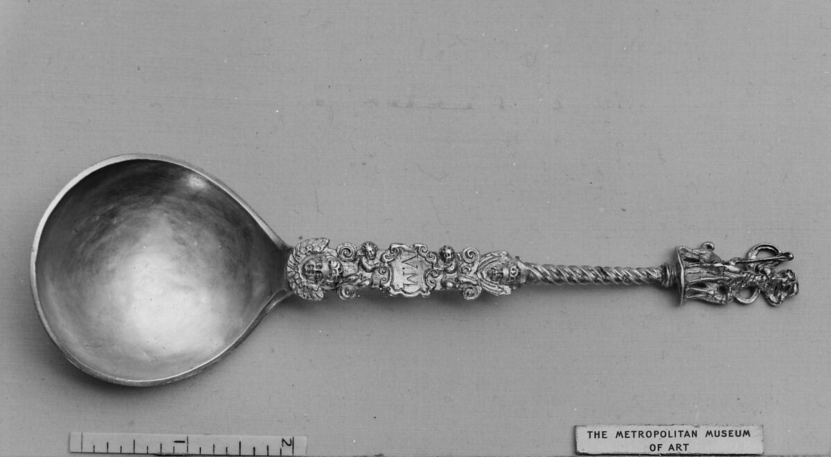 Figure-top spoon, Probably by Tonnies Dierssen (master in 1557, died 1590), Silver gilt, German, Lüneberg 