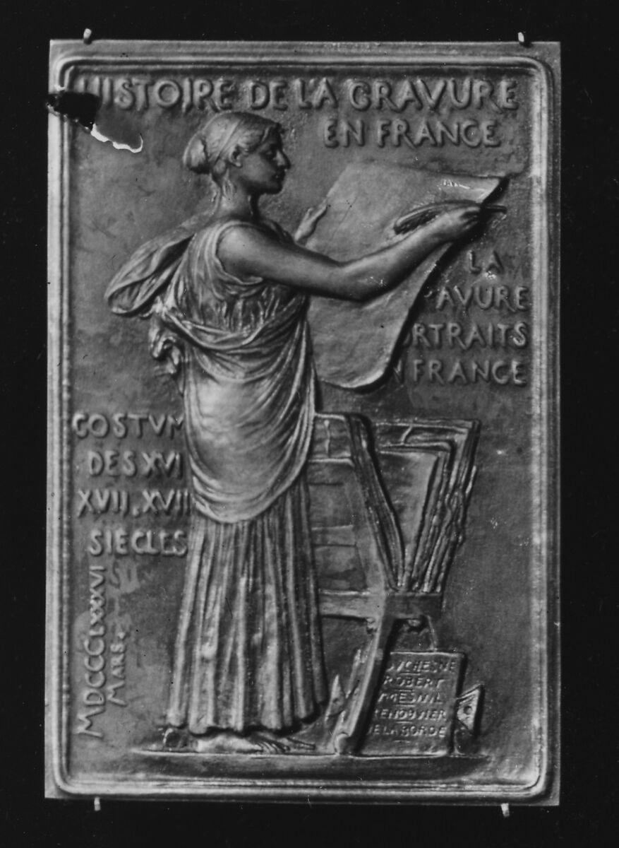 In Honor of George Duplessis, Curator of Prints, Bibliothéque National, Medalist: Louis-Oscar Roty (French, Paris 1846–1911 Paris), Bronze, cast, French