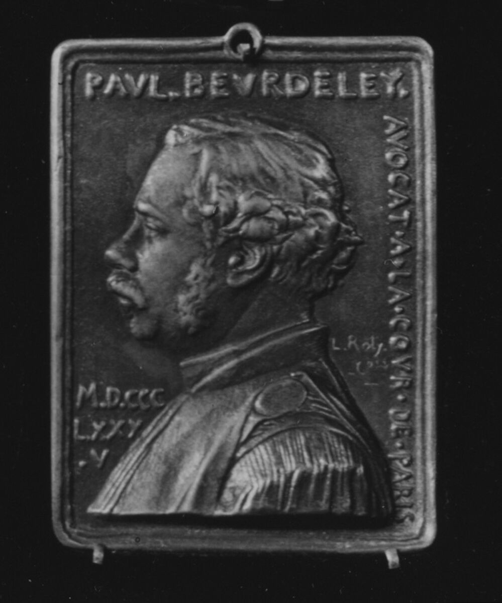 Portrait of M. Beurdeley, Advocate, Medalist: Louis-Oscar Roty (French, Paris 1846–1911 Paris), Bronze, cast, French 