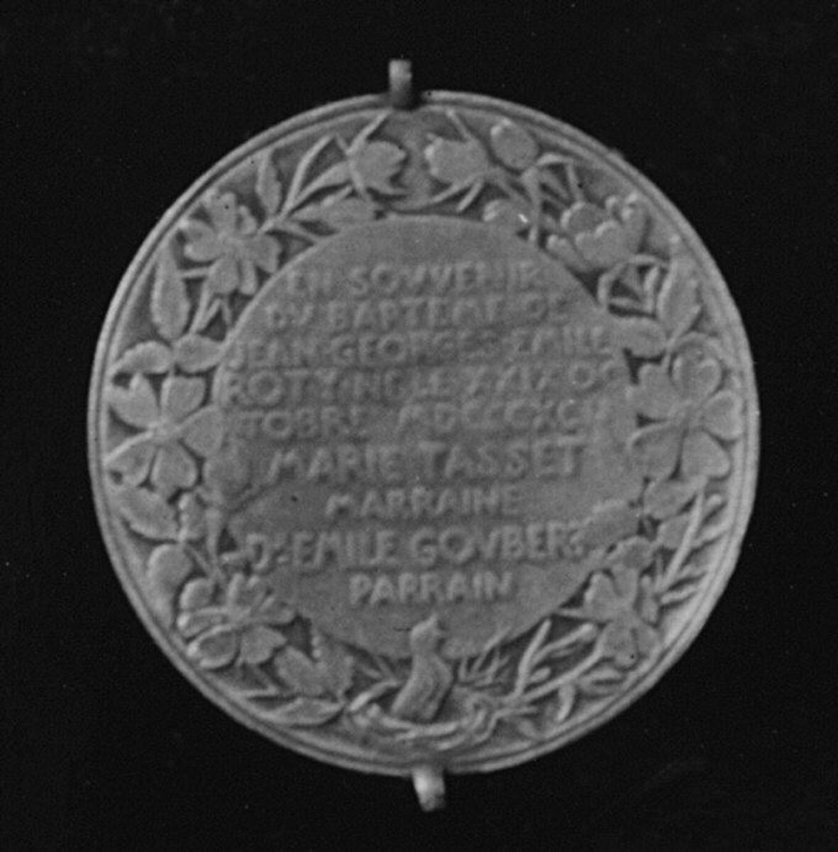 Memorial of Baptism of the Artist's Son, Jean Georges Emile Roty, Medalist: Louis-Oscar Roty (French, Paris 1846–1911 Paris), Bronze, French