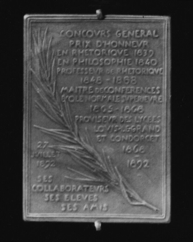 In Honor of M. Julien Girard, Head Master of the Lyceum Condorcet, 1892, Medalist: Louis-Oscar Roty (French, Paris 1846–1911 Paris), Bronze, struck, silvered, French