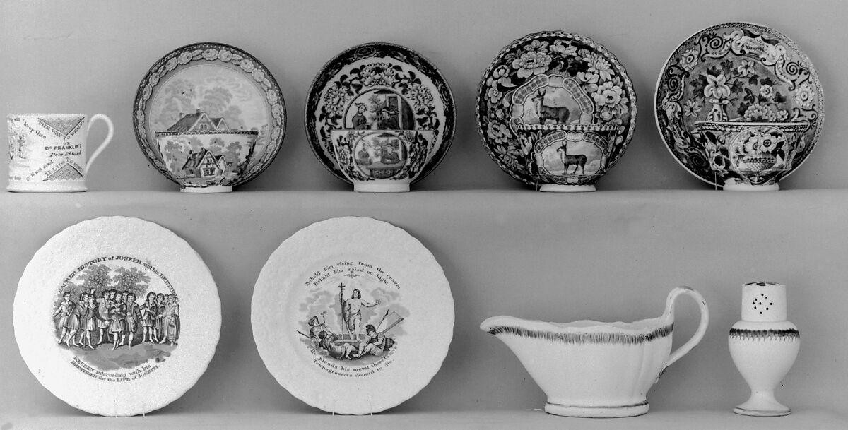 Cup and saucer, Enoch Wood (British, 1759–1846), Dark blue printed ware, British 