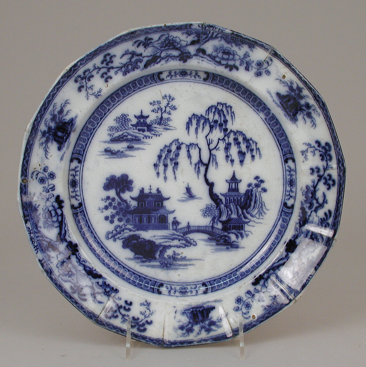 Plate, Possibly Phillips and Co., Dark blue printed ware, British 