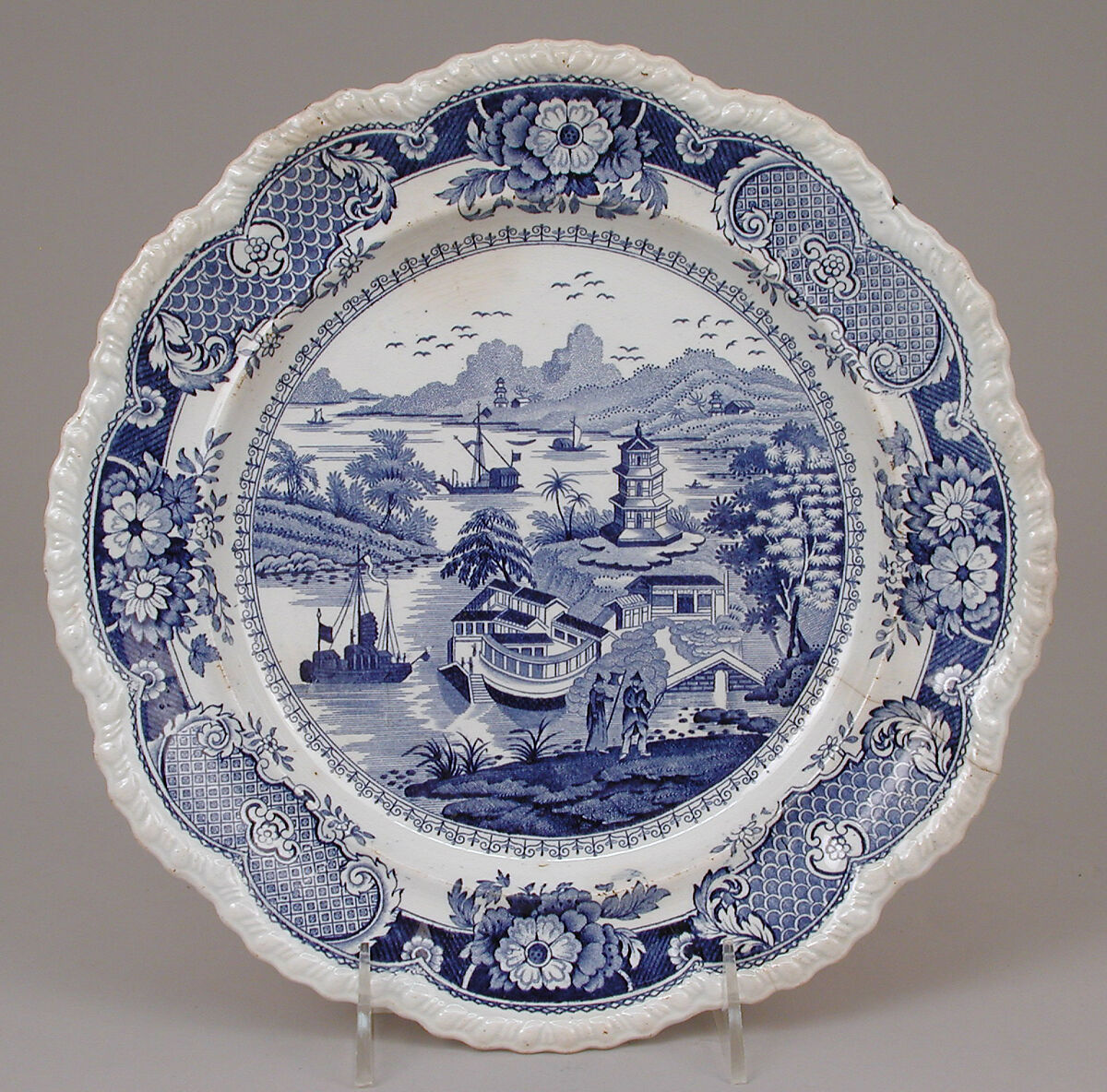 Plate, John &amp; William Ridgway (British, Shelton, active ca. 1814–30), Earthenware with transfer-printed decoration, British, Shelton 