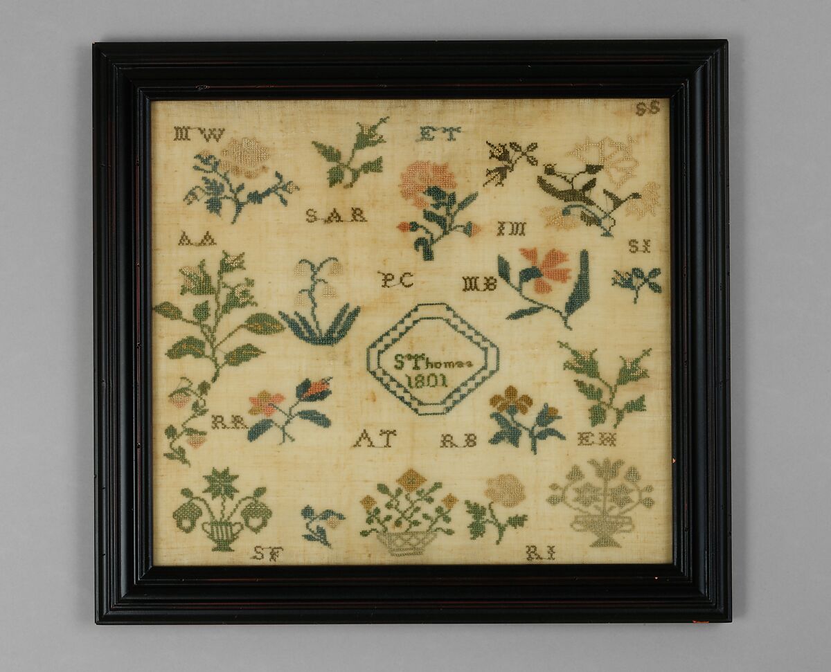 Sampler made at the Westtown Quaker School, Sarah Thomas (1786–1826), Embroidered silk on linen, American 