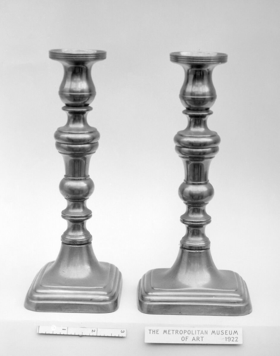 Pair of candlesticks, Brass, possibly British 
