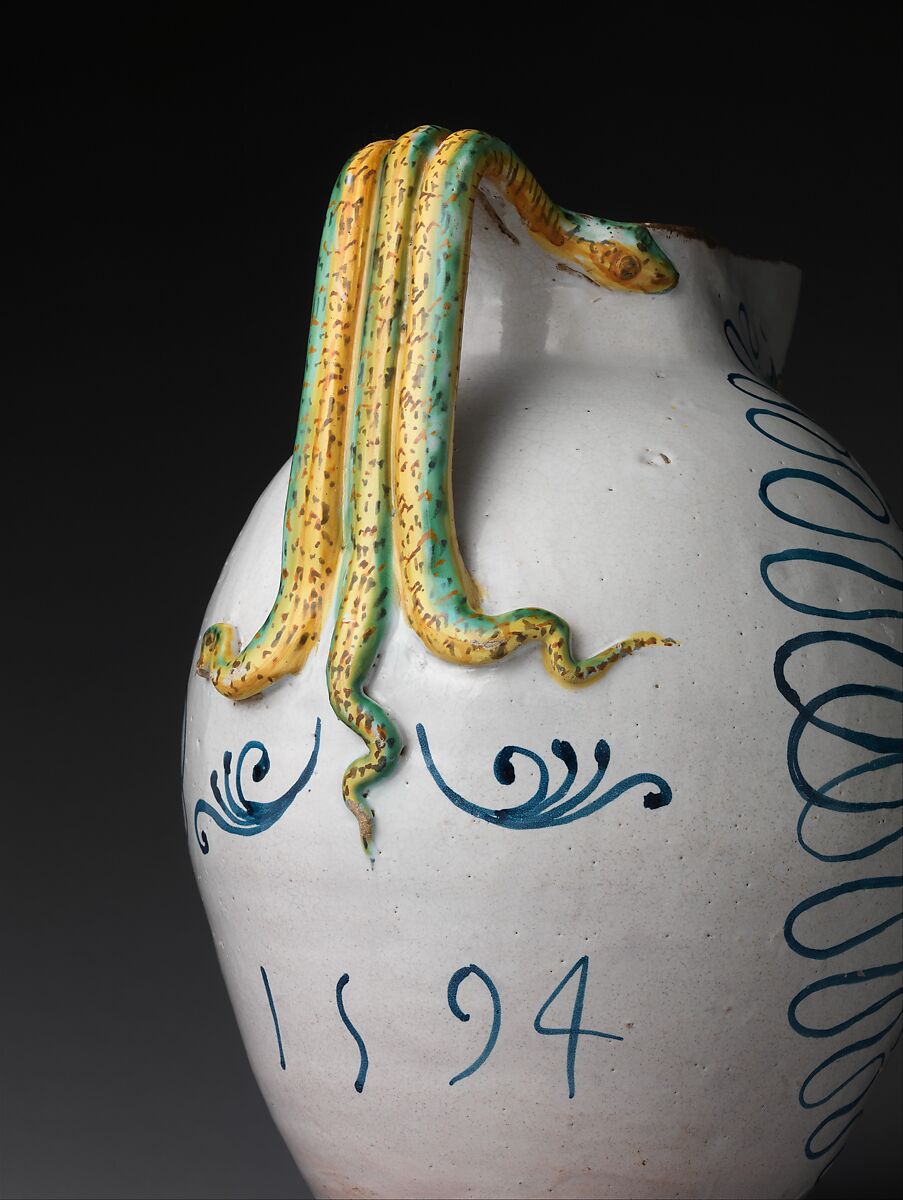 Jug, Maiolica (tin-glazed earthenware), Italian, Deruta