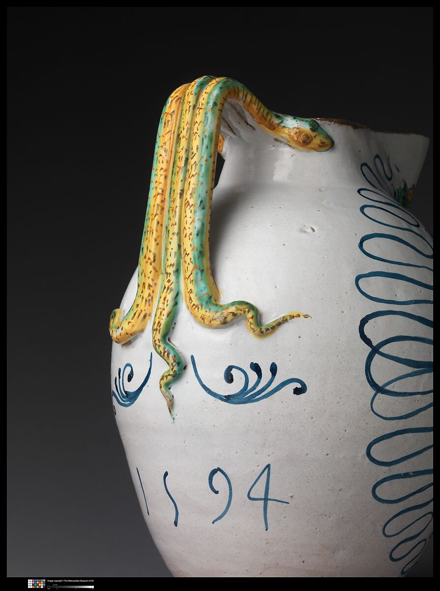 Jug, Maiolica (tin-glazed earthenware), Italian, Deruta
