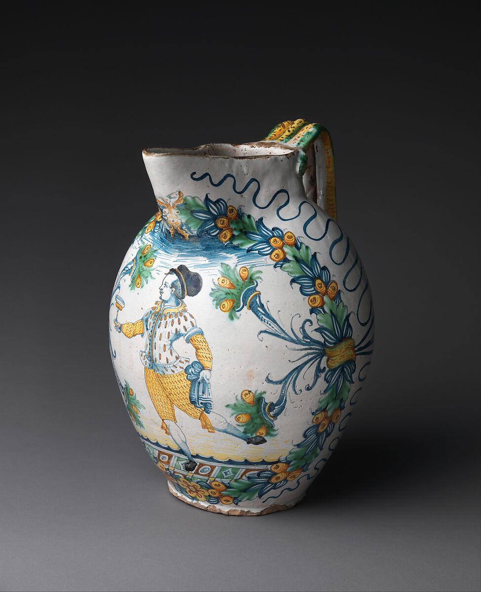 Jug, Maiolica (tin-glazed earthenware), Italian, Deruta 