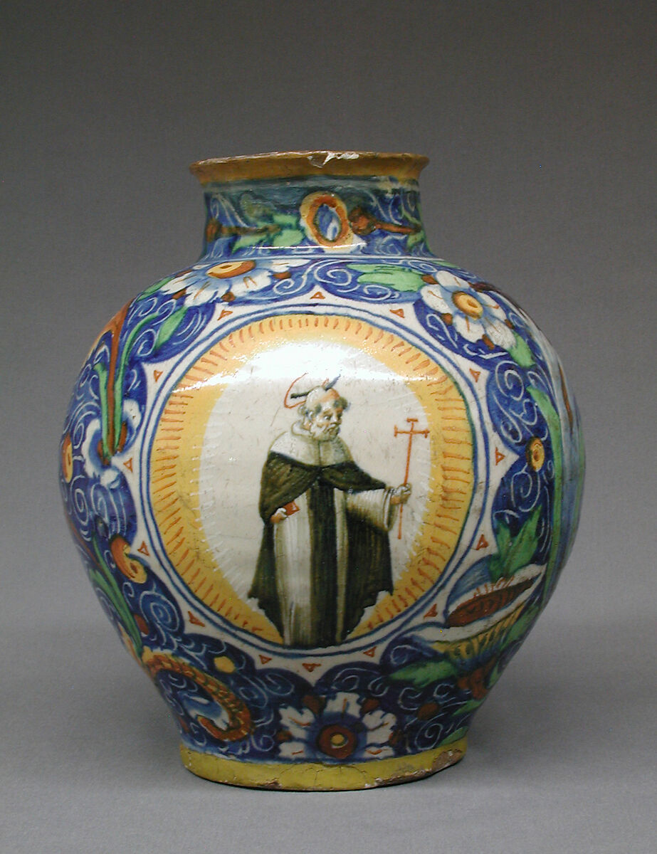 Globular jar, Style of Domenico Veneziano (Italian, active by 1438–died 1461 Florence), Maiolica (tin-glazed earthenware), Italian, Venice 