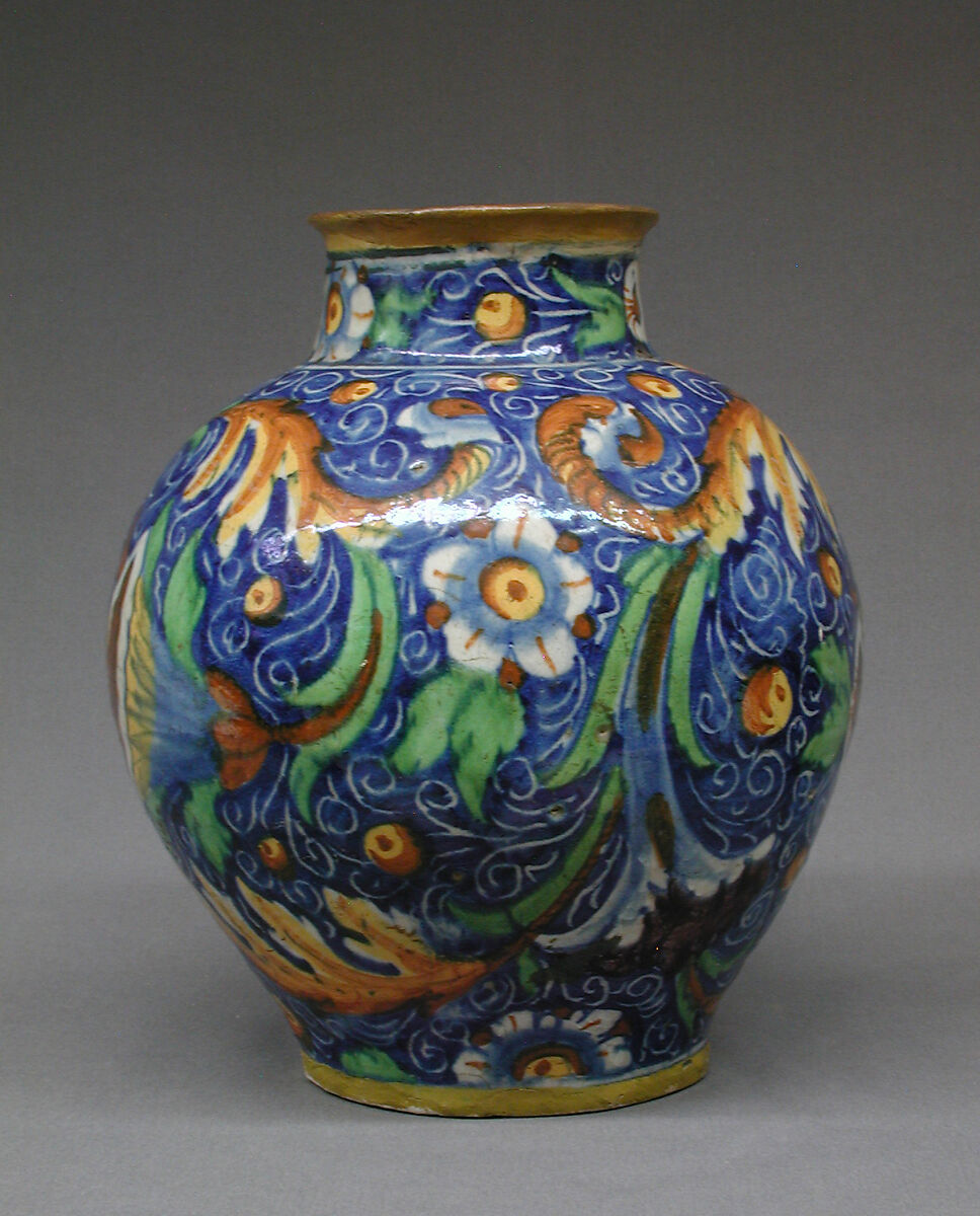 Globular jar, Style of Domenico Veneziano (Italian, active by 1438–died 1461 Florence), Maiolica (tin-glazed earthenware), Italian, Venice
